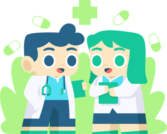 Arzt im Gespräch mit Krankenschwester  Illustration