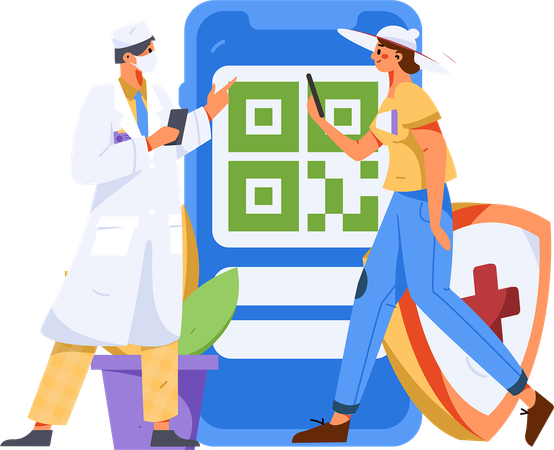Arzt im Gespräch mit Patient über Krankenversicherung  Illustration