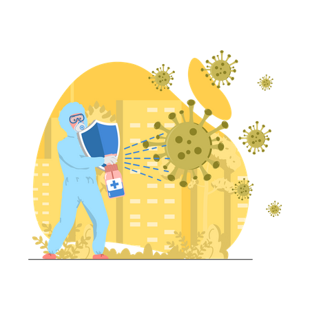 Arzt kämpft mit Corona  Illustration