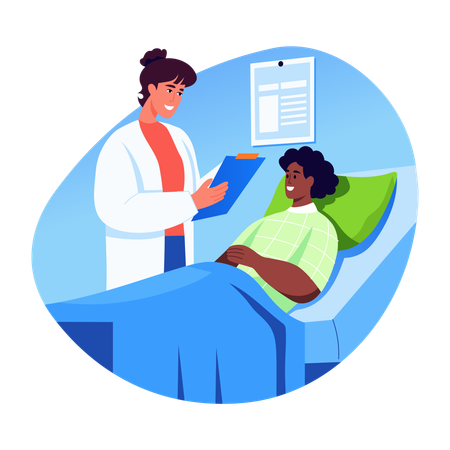 Arztberatung. Patient im Krankenhaus  Illustration