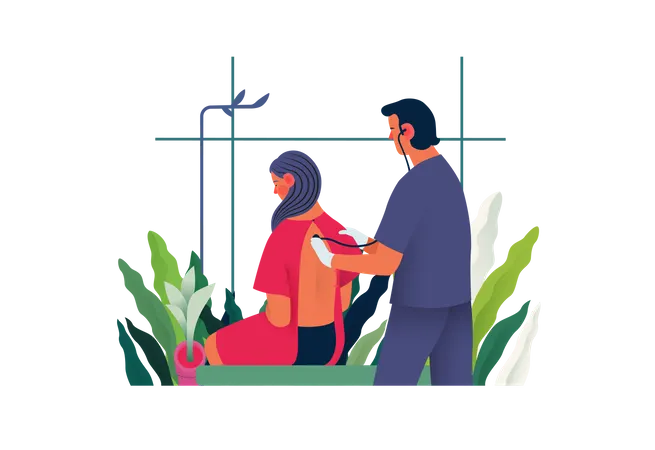 Arzt macht Auskultation  Illustration