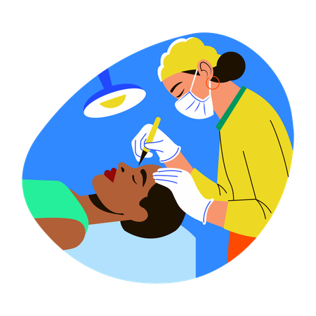 Arzt macht Microblading  Illustration