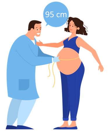 Arzt misst Bauch einer schwangeren Frau  Illustration