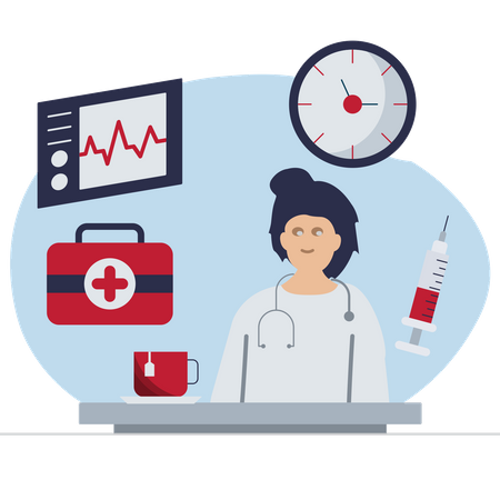 Arzt mit EKG-Gerät  Illustration