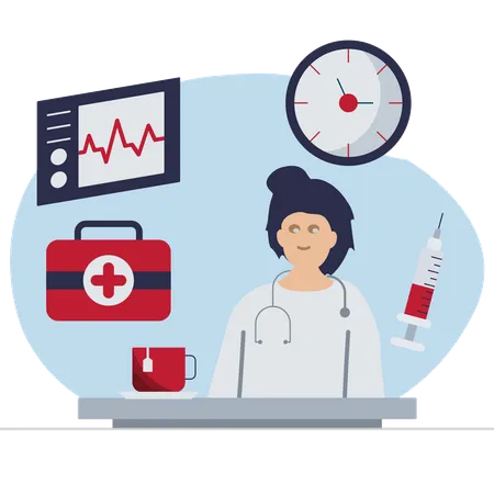 Arzt mit EKG-Gerät  Illustration