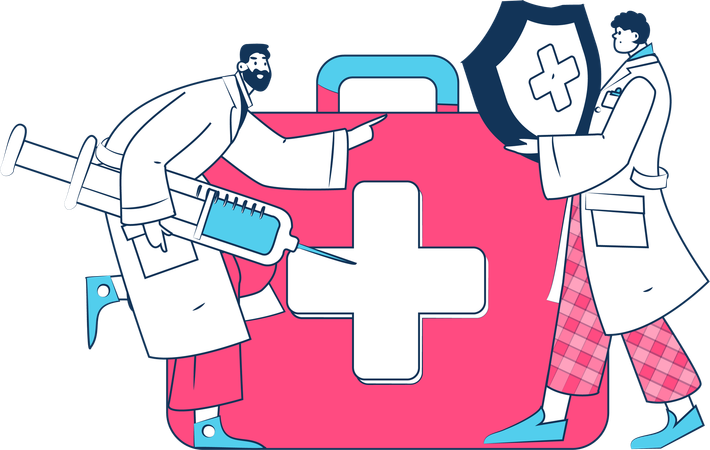 Arzt mit Krankenversicherung  Illustration