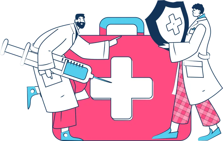 Arzt mit Krankenversicherung  Illustration