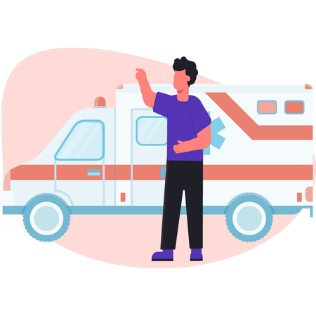Arzt mit Krankenwagen  Illustration