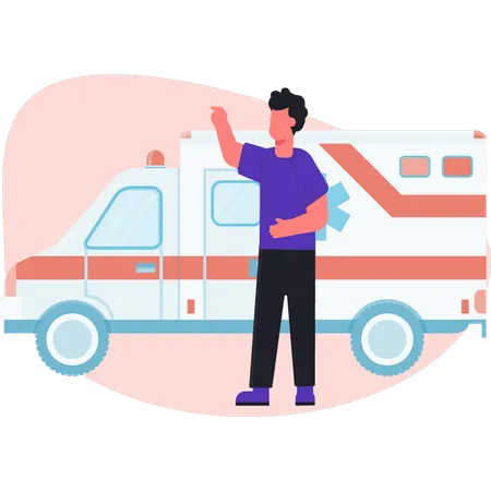 Arzt mit Krankenwagen  Illustration