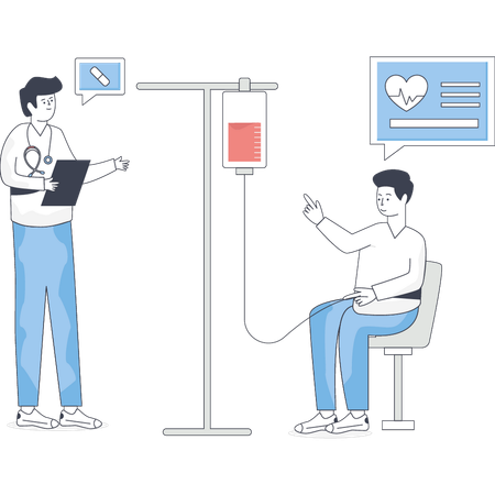 Arzt mit Patienten im Gesundheitswesen Krankenhaus Kardiologie  Illustration