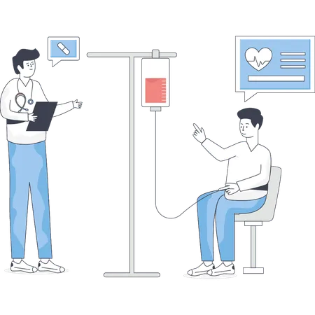 Arzt mit Patienten im Gesundheitswesen Krankenhaus Kardiologie  Illustration