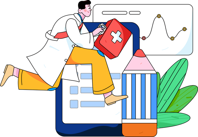 Arzt mit Patientenbericht  Illustration