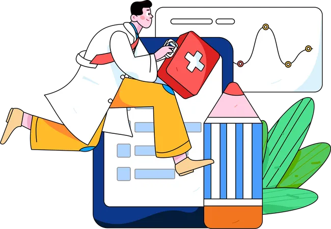 Arzt mit Patientenbericht  Illustration