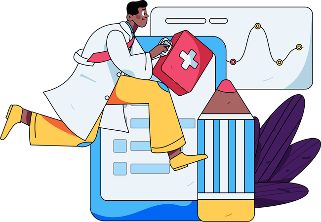 Arzt mit Patientenbericht  Illustration