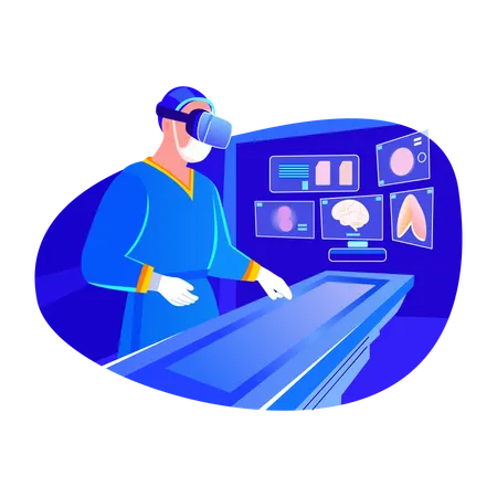 Arzt nutzt VR-Medizintechnik  Illustration