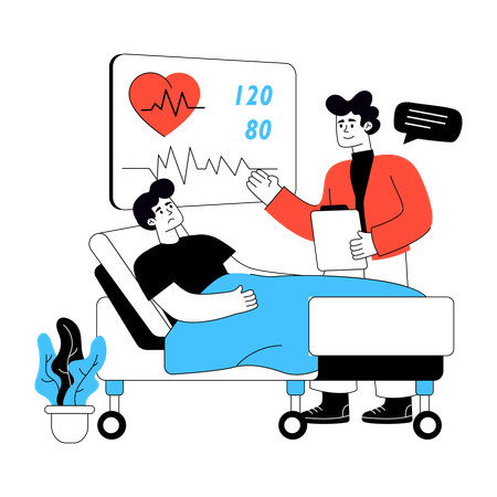 Arzt-Patienten-Gespräch bei Entlassung  Illustration