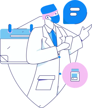 Arzt rät Patientin, Medikamente einzunehmen  Illustration