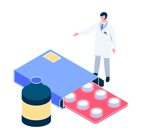 Arzt schlägt Medizin vor  Illustration