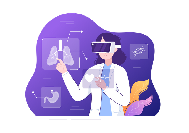 Arzt studiert Medizin mit VR  Illustration