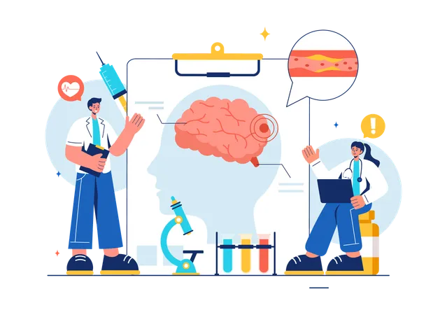 Arzt testet menschliches Gehirn  Illustration