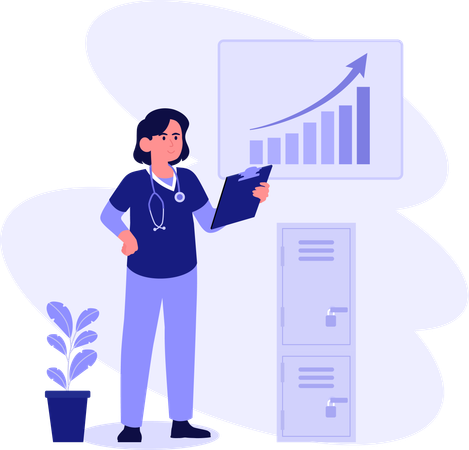 Arzt überprüft Gesundheitsbericht  Illustration