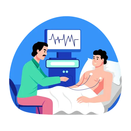 Arzt untersucht EKG-Monitor  Illustration