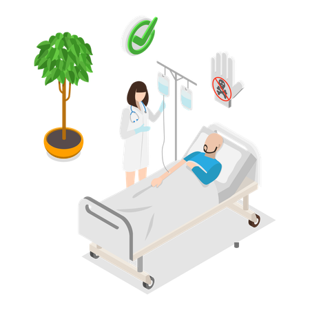 Arzt untersucht hospitalisierten Patienten  Illustration