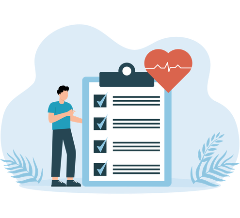 Arzt überprüft Herzbericht des Patienten  Illustration