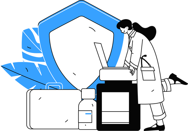 Arzt verschreibt Medikamente auf Gesundheitsanwendung  Illustration