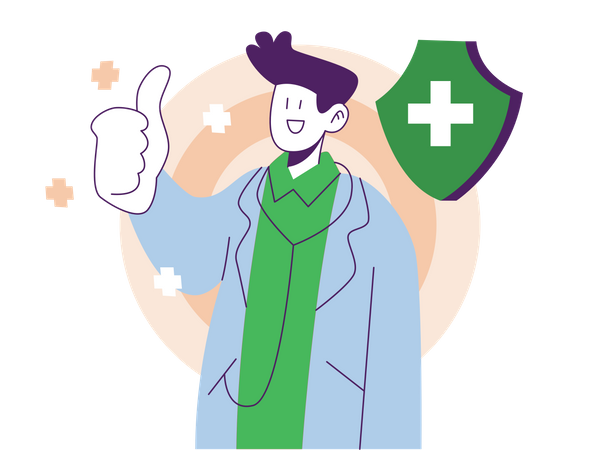 Arzt zeigt Daumen hoch  Illustration