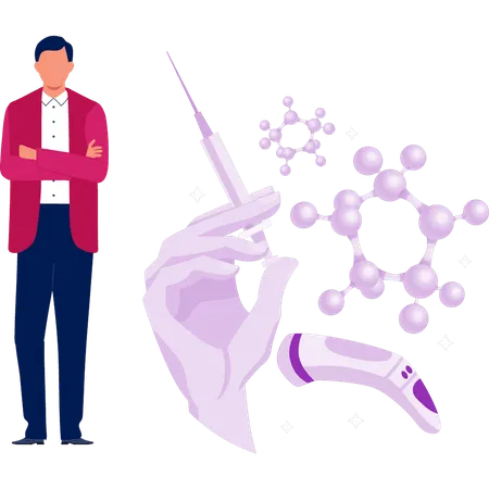 Arzt zeigt medizinische Gesichtsbehandlung  Illustration
