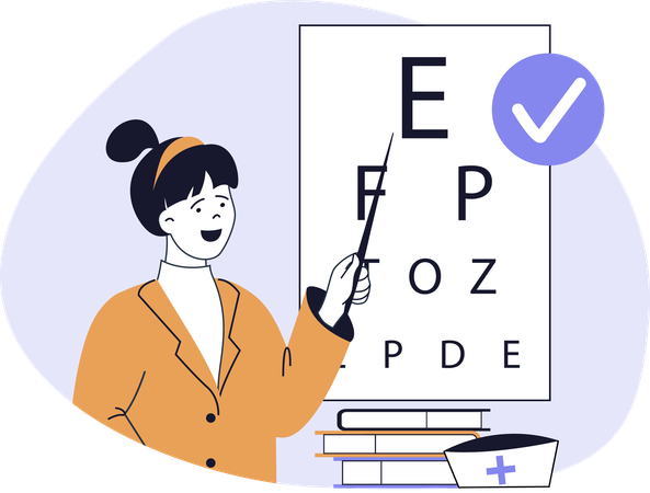 Arzt zeigt Sehtesttafel  Illustration
