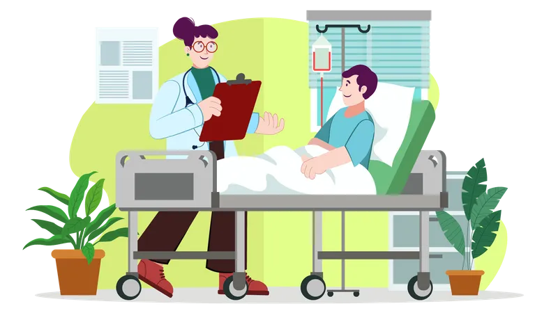 Arzt besucht Patienten  Illustration