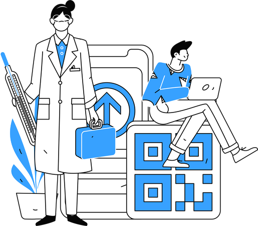 Ärzte arbeiten mit Geld, das sie von der Krankenkasse des Patienten erhalten  Illustration