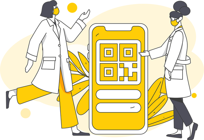 Ärzte nutzen Scanner für Corona-Behandlungsrechnungen  Illustration