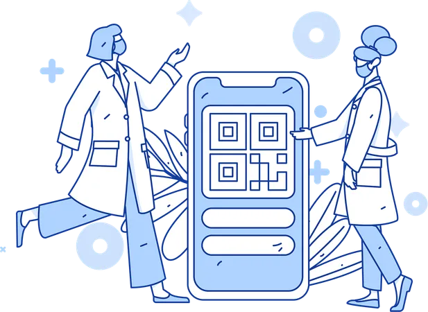 Ärzte nutzen Scanner für Corona-Behandlungsrechnungen  Illustration