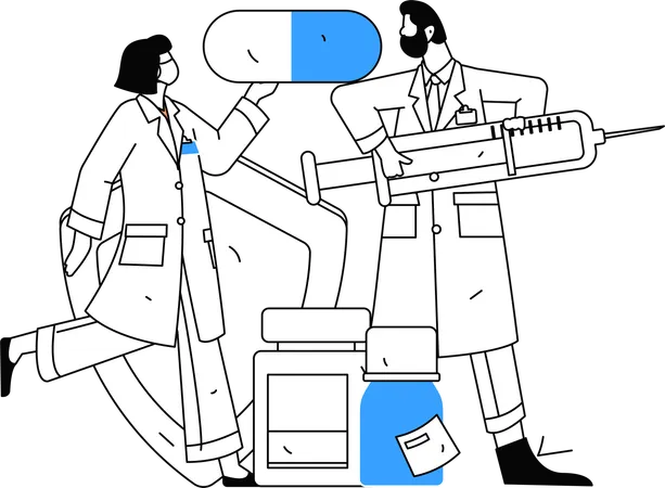 Ärzte schützen das Leben eines Patienten vor Krebs  Illustration