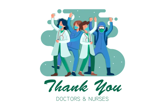 Ärzte und Krankenschwestern feiern  Illustration