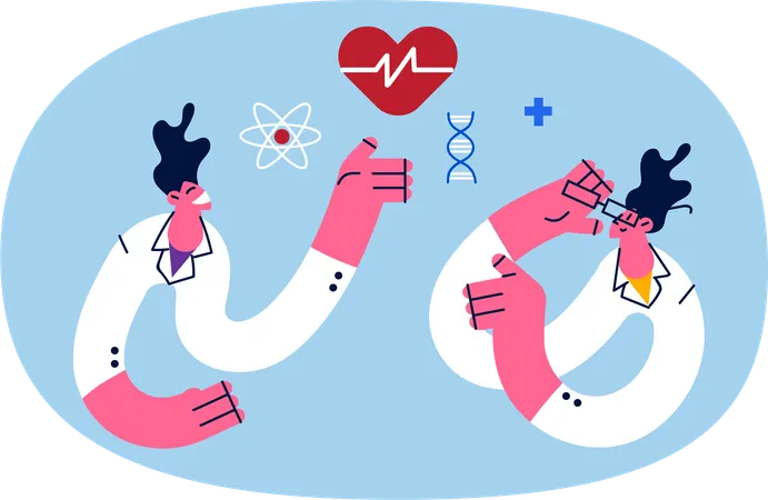 Ärzte untersuchen die Herzfrequenz eines Patienten  Illustration
