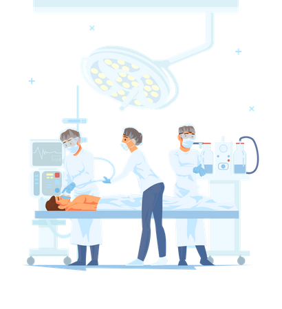 Ärztegruppe kämpft um das Leben eines am Coronavirus erkrankten Mannes  Illustration