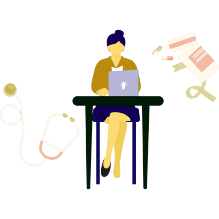 Ärztin arbeitet an HIV-Medizin  Illustration