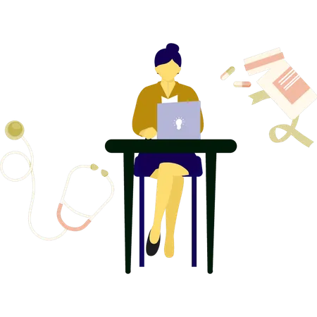 Ärztin arbeitet an HIV-Medizin  Illustration