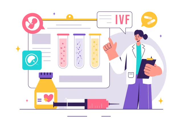 Ärztin bei der Arbeit an der In-vitro-Fertilisation  Illustration