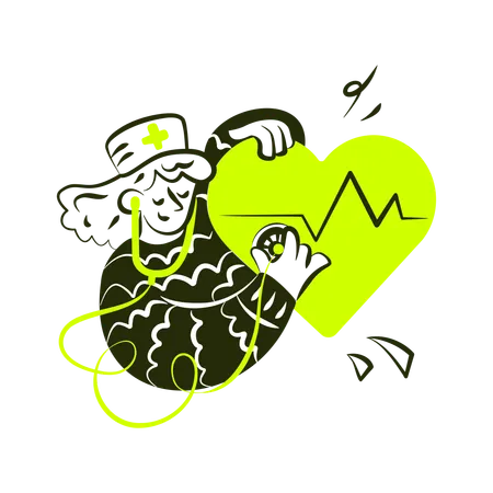 Ärztin macht Herzfrequenzanalyse  Illustration
