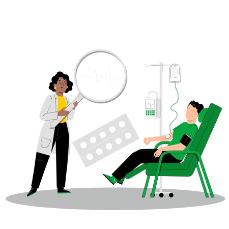 Ärztin bei der Analyse des Gesundheitszustands eines Patienten  Illustration