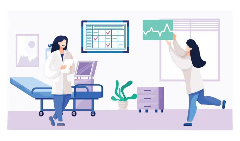 Ärztin bei der Patientenanalyse  Illustration