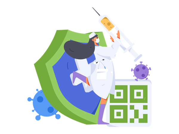Ärztin mit Injektion zur Gesundheitssicherheit  Illustration
