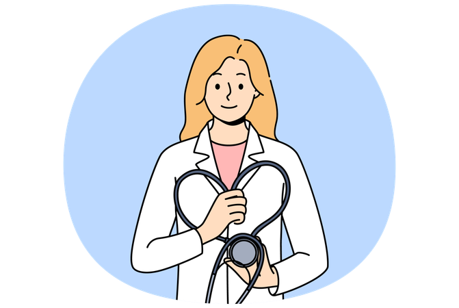 Ärztin mit Stethoskop in der Hand  Illustration