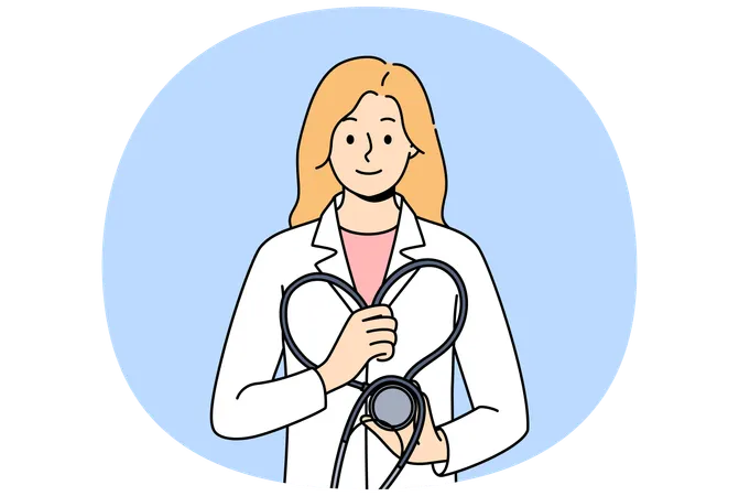Ärztin mit Stethoskop in der Hand  Illustration