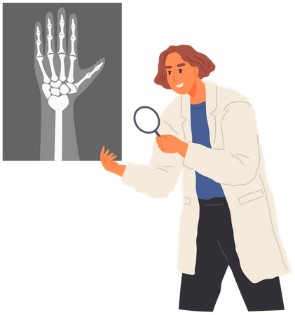 Ärztin betrachtet Röntgenbild  Illustration